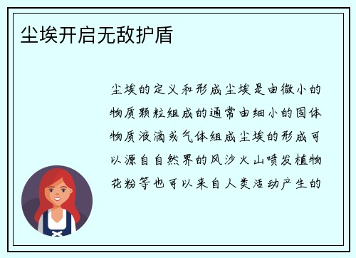 尘埃开启无敌护盾
